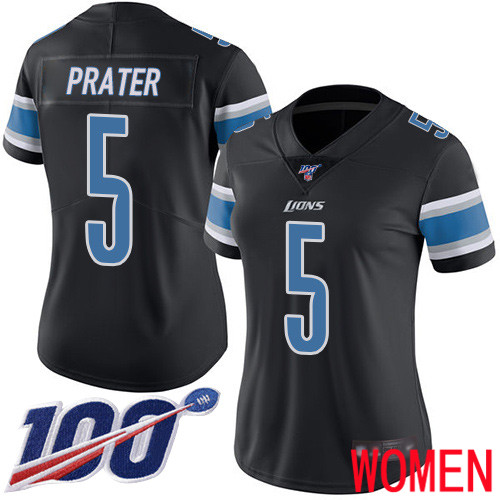 Detroit Lions Limited Black Women Matt Prater Jersey NFL Football #5 100th Season Rush Vapor Untouchable->women nfl jersey->Women Jersey